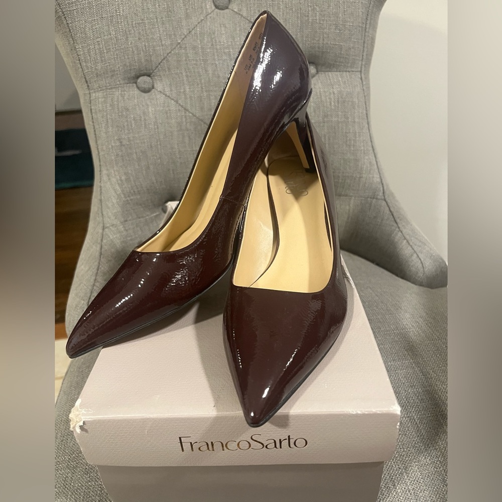 Franco Sarto Tudor Patent Leather Pumps in Eggplant size 9.5